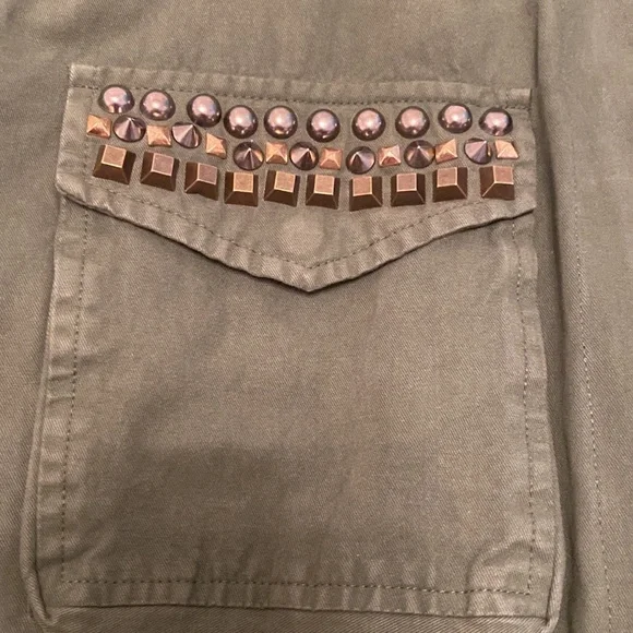 BB Dakota Tawny Stud Trim Olive Green Army Utility Cargo Jacket Military - Picture 5 of 16